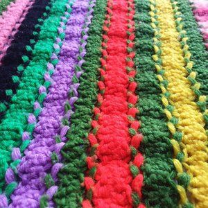 Vintage Crochet Baby Hand Made Quilt Granny Square